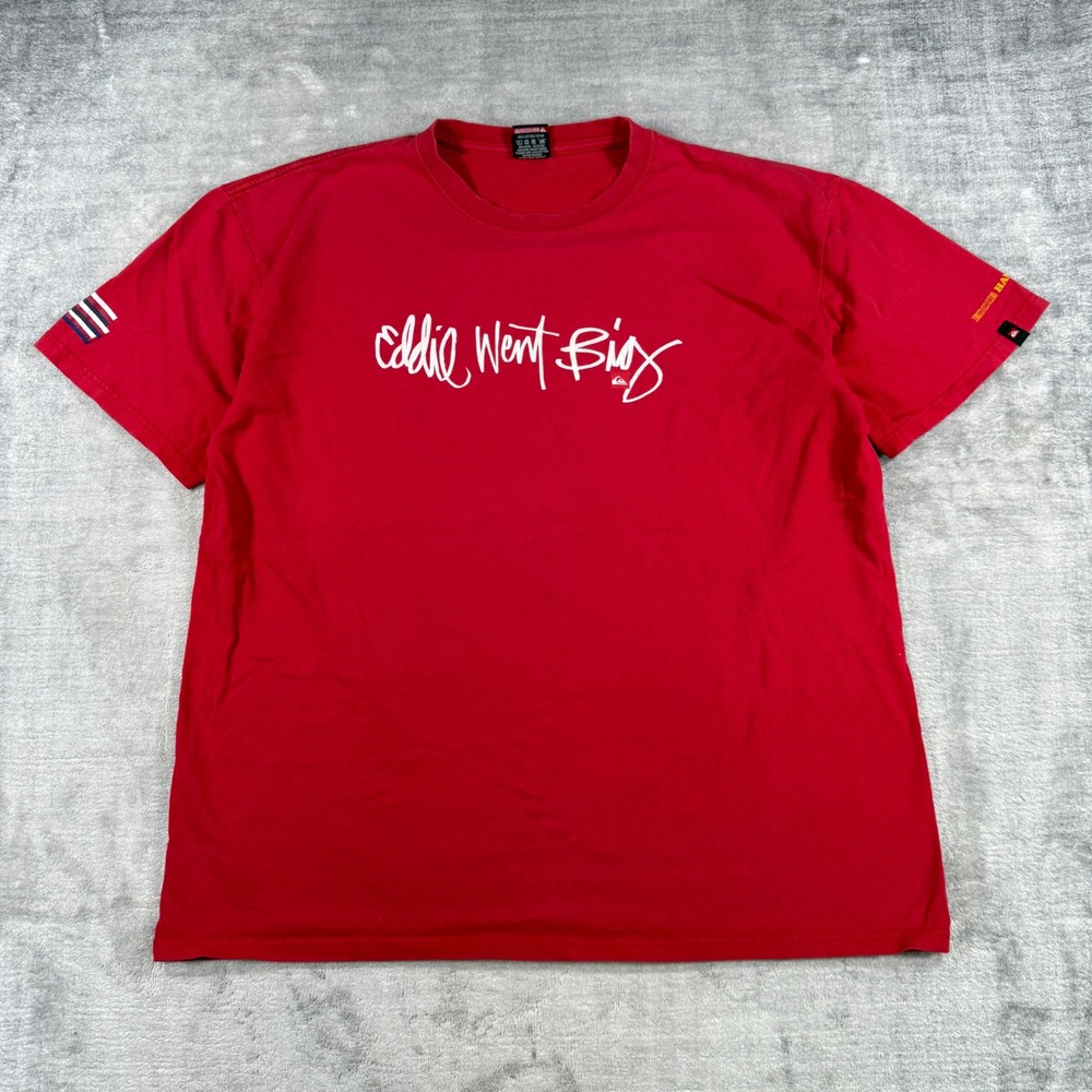 Quiksilver Shirt Mens XL Red Eddie Went Big Surf Vintage Y2K 2004 Big Wave Surf